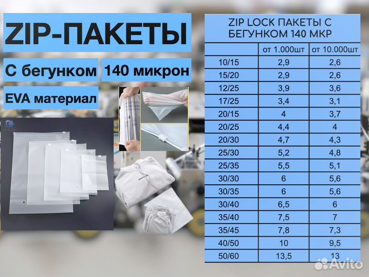 Пакеты зип лок с бегунком
