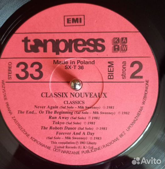 Classix Nouveaux (сборник). Грампластинка