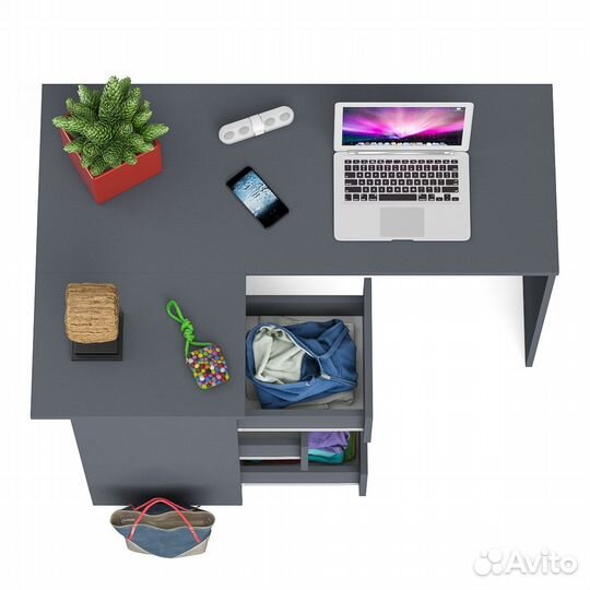 Угловой компьютерный стол Мори мс-16 левый графит, 124,4х84,9х76,6 см, ящики слева, не универсальная