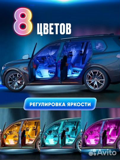 Подсветка в машину салонa авто светодиодная неонов