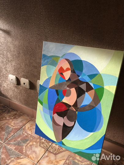 Картина акрил абстракция девушка