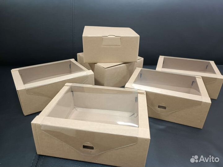 Подарочная коробка упаковка крафт с окном