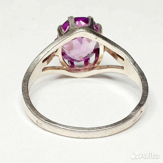 Перстень с светло-розовым камнем. Серебро 875пр