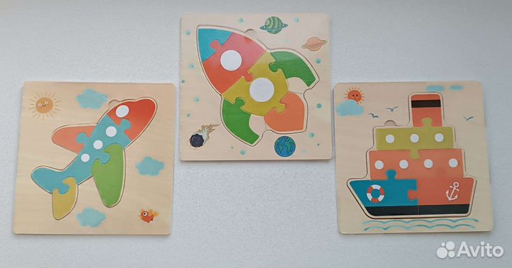 Пазлы вкладыши деревянные новые развивающие