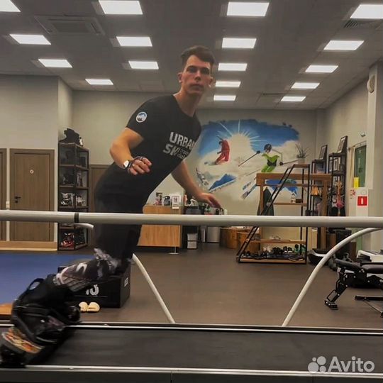 Тренировка на горнолыжном тренажёре skytech