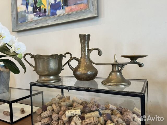 Подсвечник, ваза/кашпо, кувшин. Латунь литье