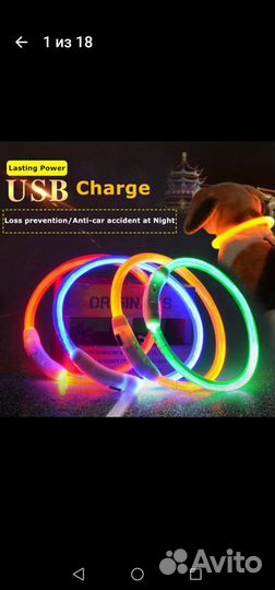 Светящийся ошейник для собак