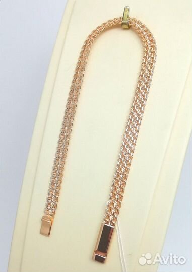 Золотой браслет Двойной бисмарк из красного золота