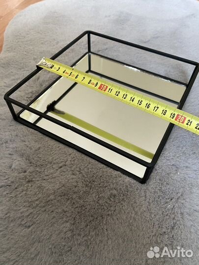 Поднос декоративный зеркальный черный квадратный