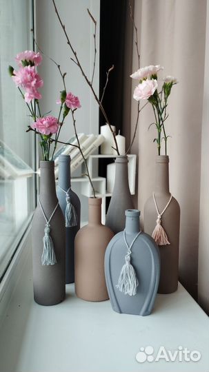 Декоративная бутылка ваза ручная работа