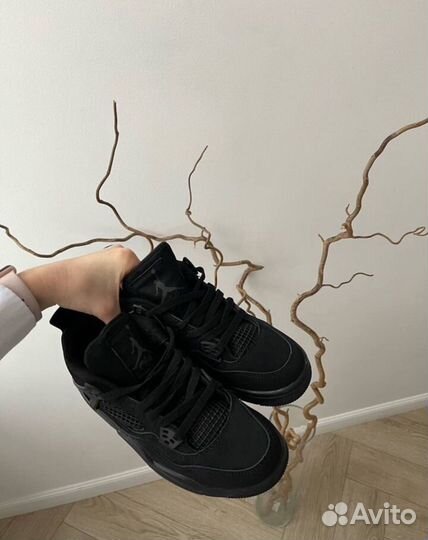 Кроссовки Nike Air Jordan 4 black cat новые