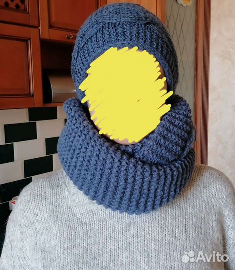 Зимняя шапка и снуд женский