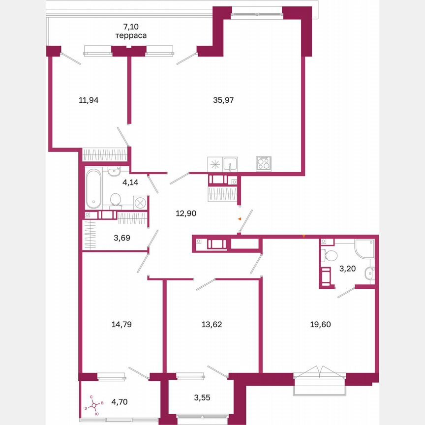 4-к. квартира, 126,8 м², 9/10 эт.