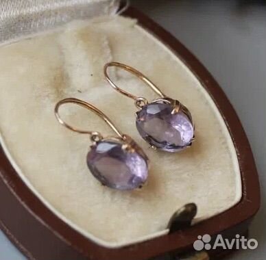 Антикварные золотые серьги с аметистами