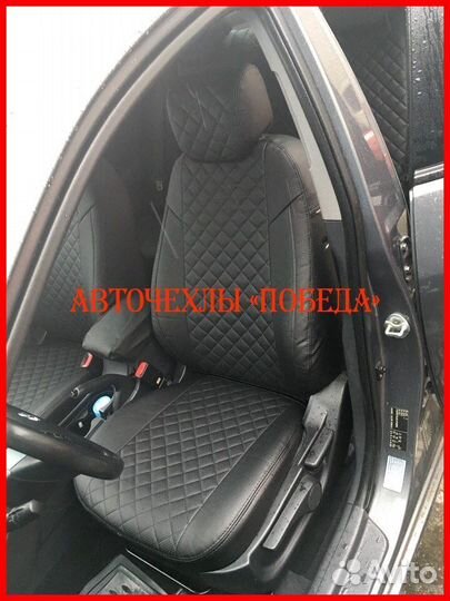 Чехлы Hyundai Elantra 5 из экокожи чёрные Ромб