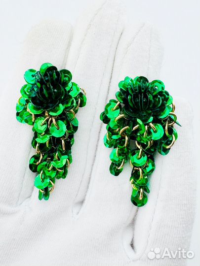 Винтажные клипсы США зеленые