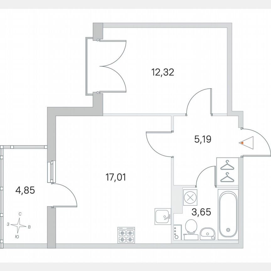 1-к. квартира, 39,6 м², 4/4 эт.