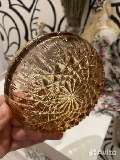 Конфетница цветное стекло СССР, винтаж 1960 -70