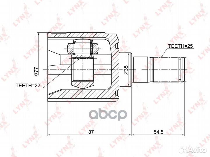 Шрус внутренний перед прав/лев hyundai acce