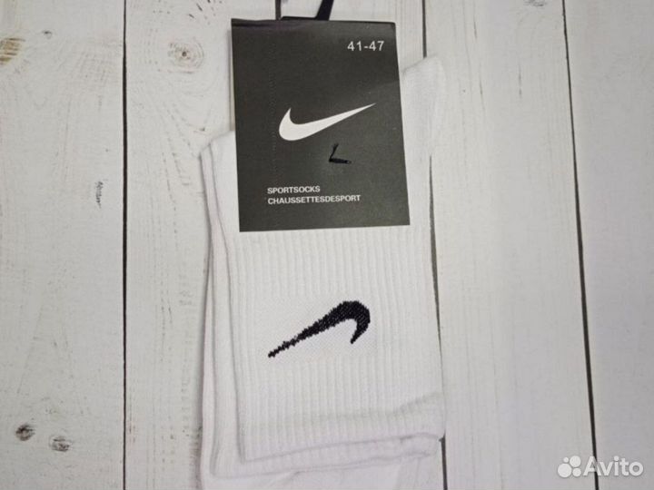 Белые чёрные носки Nike хлопок