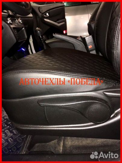 Чехлы Ssangyong Actyon из экокожи чёрные Ромб