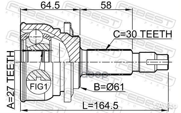 ШРУС наружный к-кт 27x61x30 Toyota RAV 4