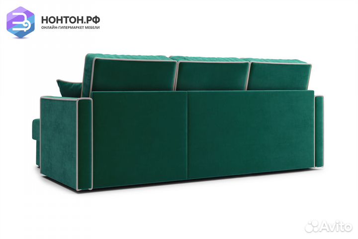 Диван угловой дельфин Леон изумрудный