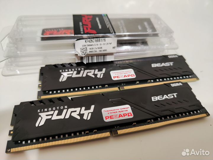 Память Kingston fury Beast 2x16 32 Гб. DDR4 2666