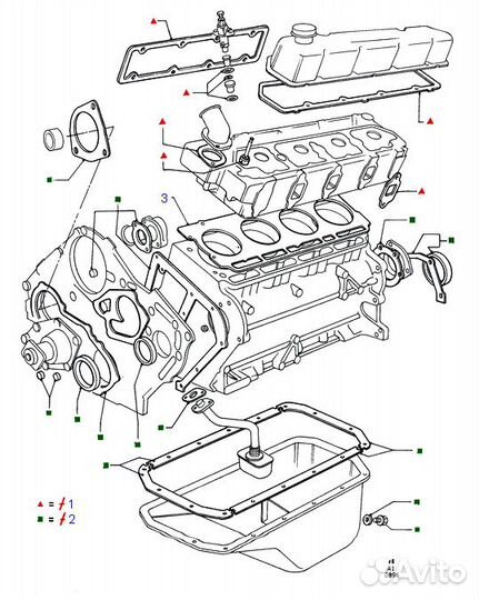Прокладки двигателя Форд Транзит 2.5D дизель 1989