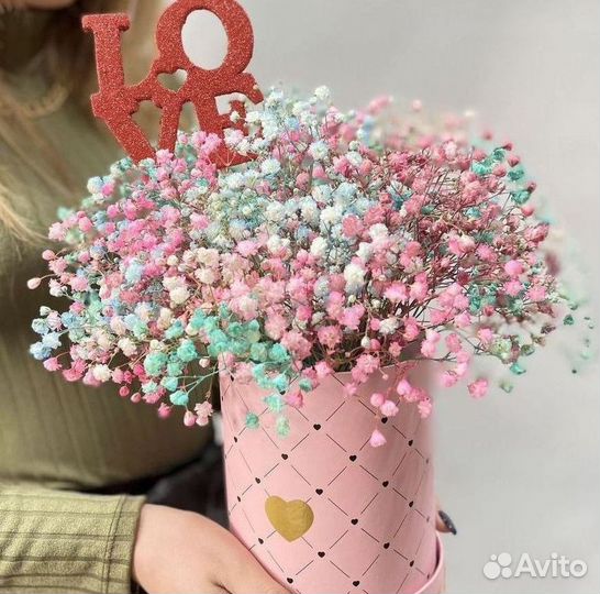 Гипсофилы с открыткой