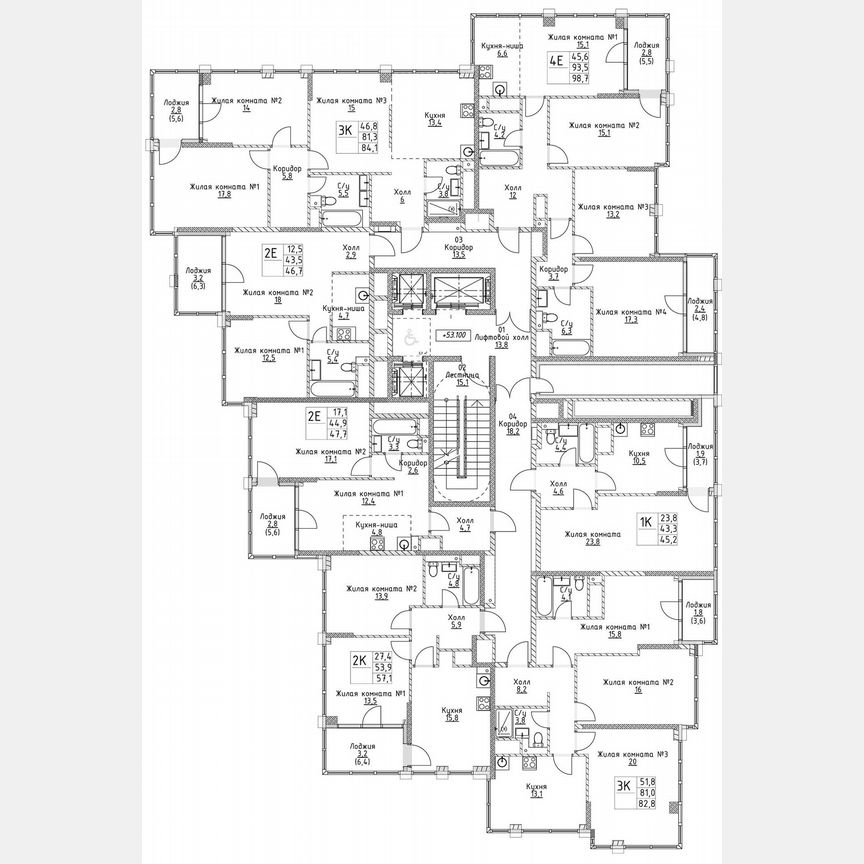 1-к. квартира, 43,3 м², 15/19 эт.