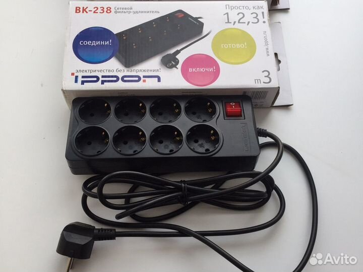 Сетевой фильтр 8 Розеток удлинитель 3 метра