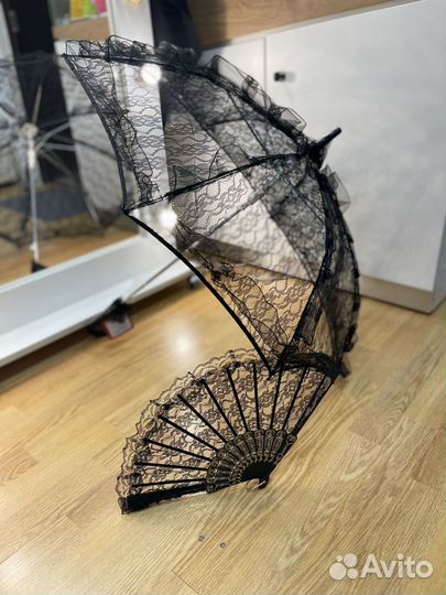 Ажурный гипюровый зонт и веер