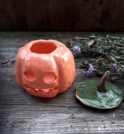 Тыква керамика. Подсвечник