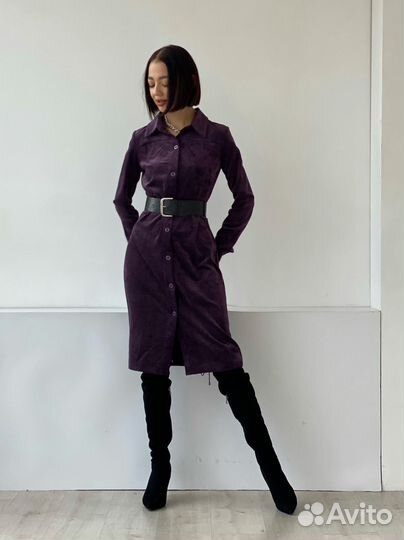 Платье-рубашка из вельвета 42р Martichelli