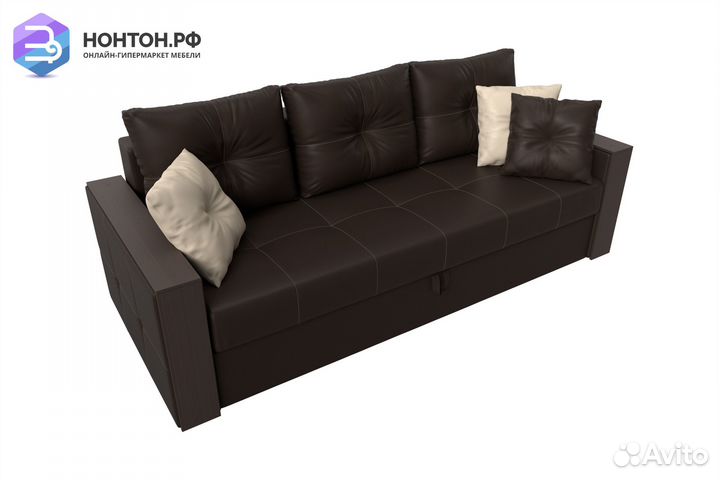 Диван еврокнижка Валенсия экокожа коричневая
