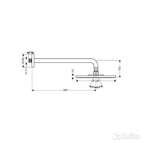 Верхний душ Hansgrohe Raindance S 240 Air, хром