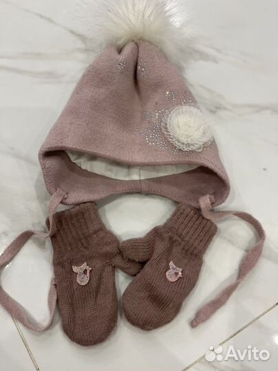 Комплект шапка, варежки