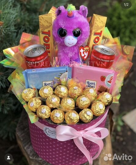 Шоколадный сладкий торт набор съедобный букет