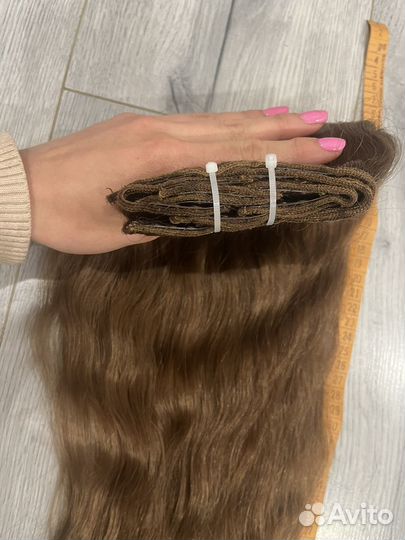 Волосы на заколках русые110 гр55см