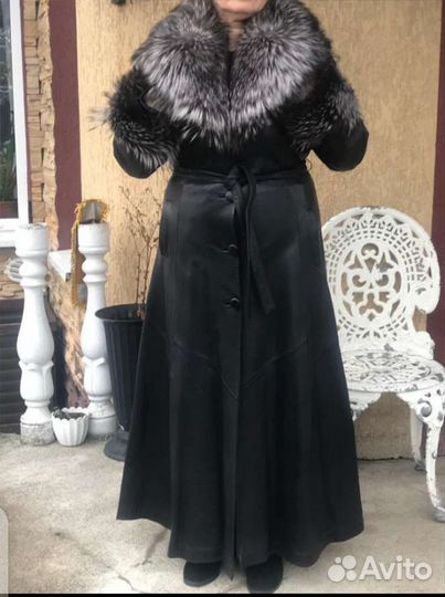 Кожаный плащ женский 48 50