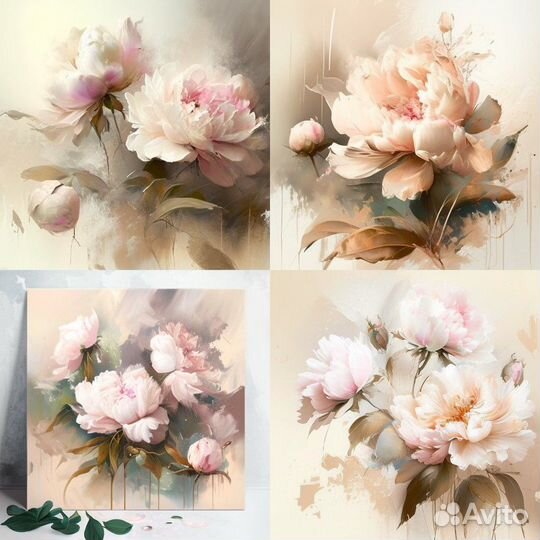 Холст пионы