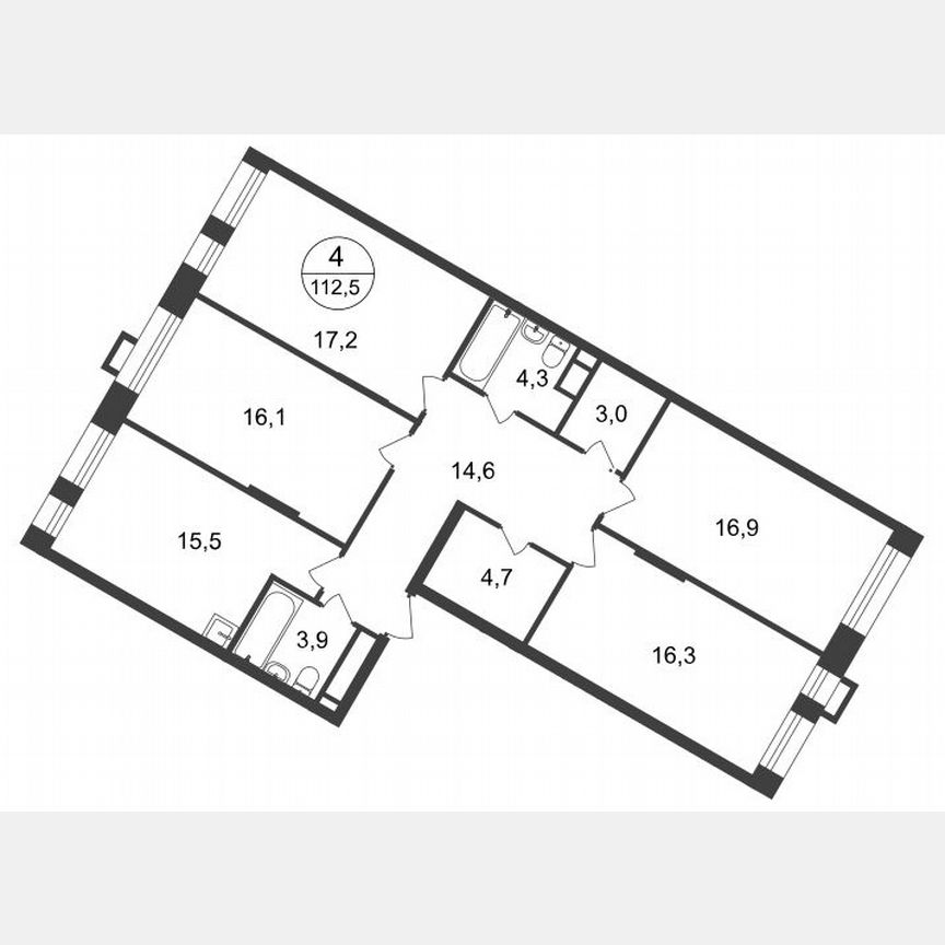 4-к. квартира, 112,5 м², 12/20 эт.