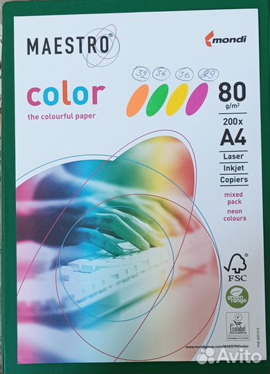 Бумага цветная для офисной техники maestro