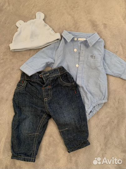 Комплет для выписки (джинсы, рубашка, шапочка)