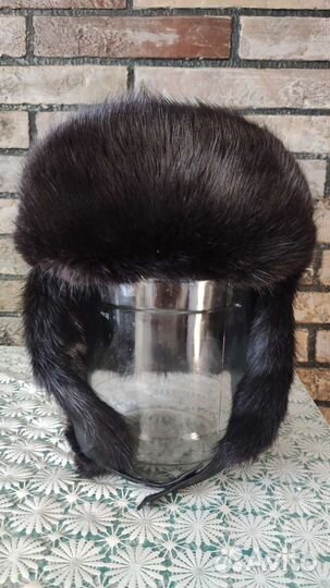 Шапка зимняя кожаная норковая мужская