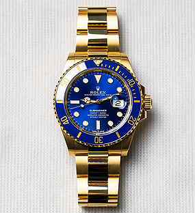 Часы Rolex submariner gold blue Кани Вест