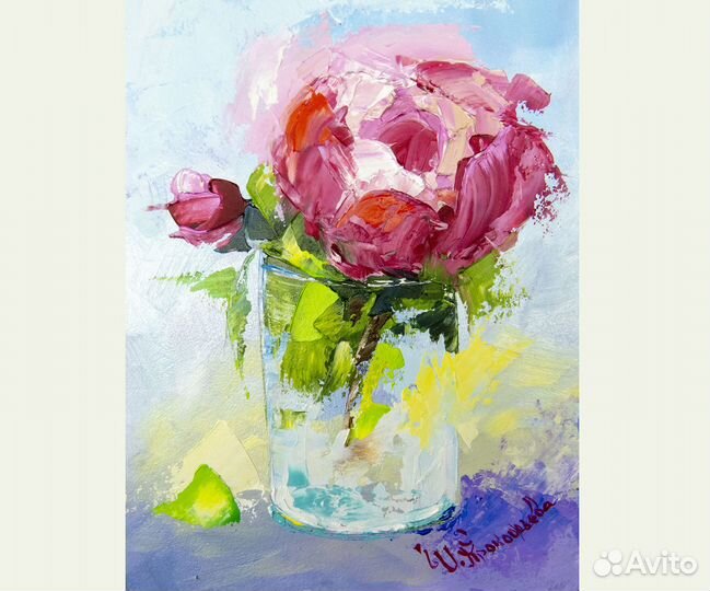 Картина роза Абстракция цветок в вазе