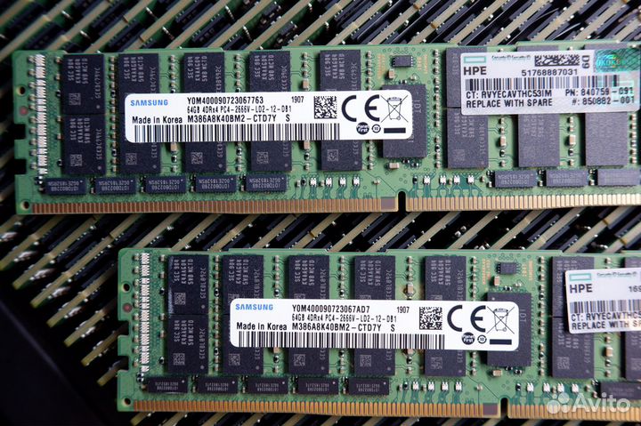 64Gb Серверная память ddr4 2666V LR HP 840759-091