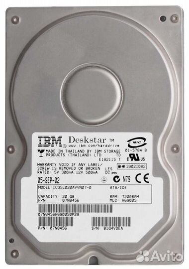 Жесткий диск IBM IC35L020avvn07-0 20Gb IDE 3.5